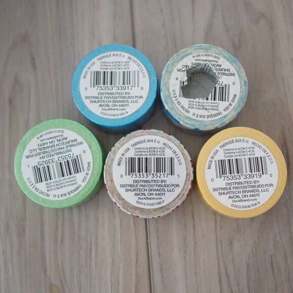 Rare! 5 Mini "Duckling" Duck Tape set Teal Yellow Floral Polkadot Green - Picture 3 of 8